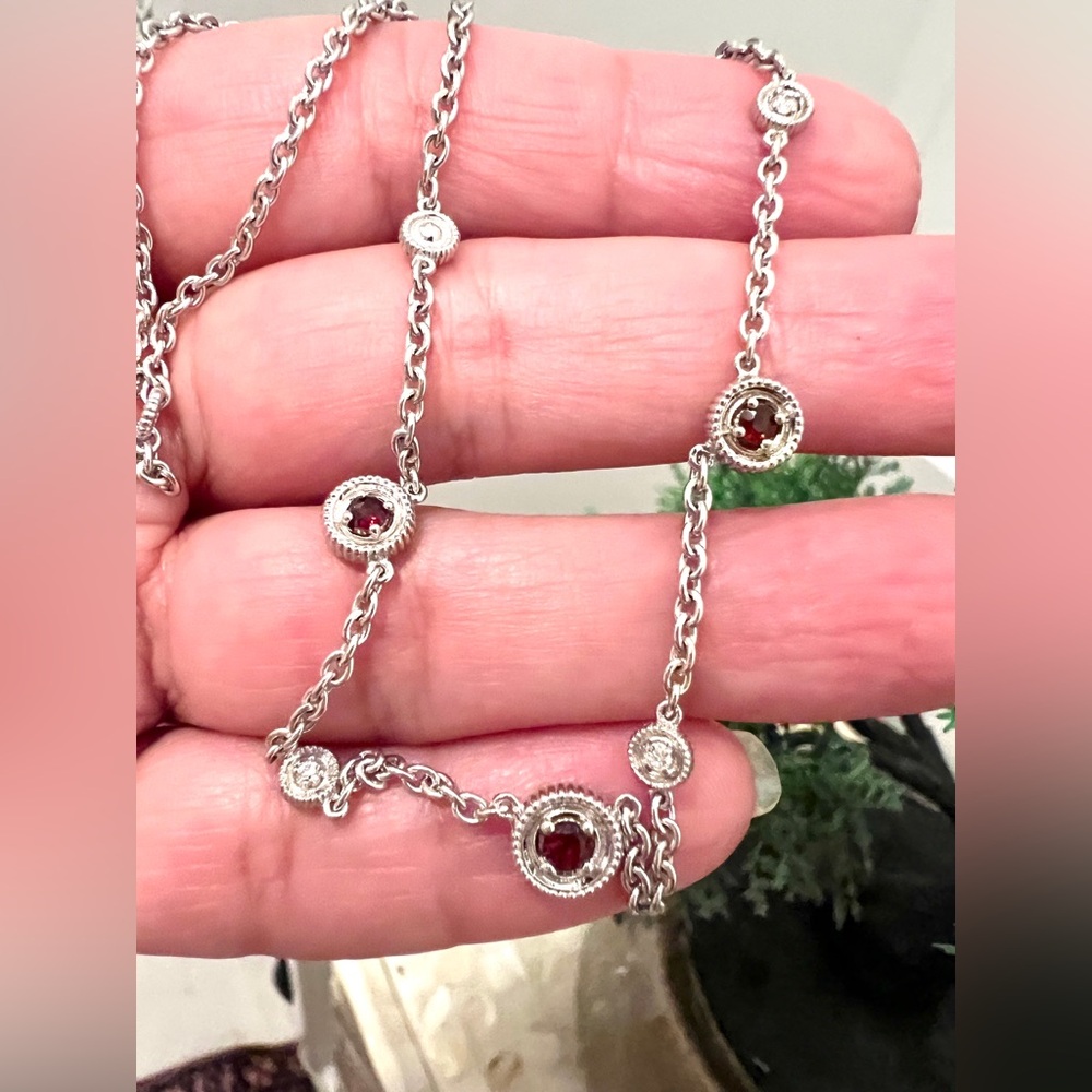 NWT Judith Ripka JR Garnet Max Station Collection 18 Inch Necklace RARE! - Picture 1 of 14